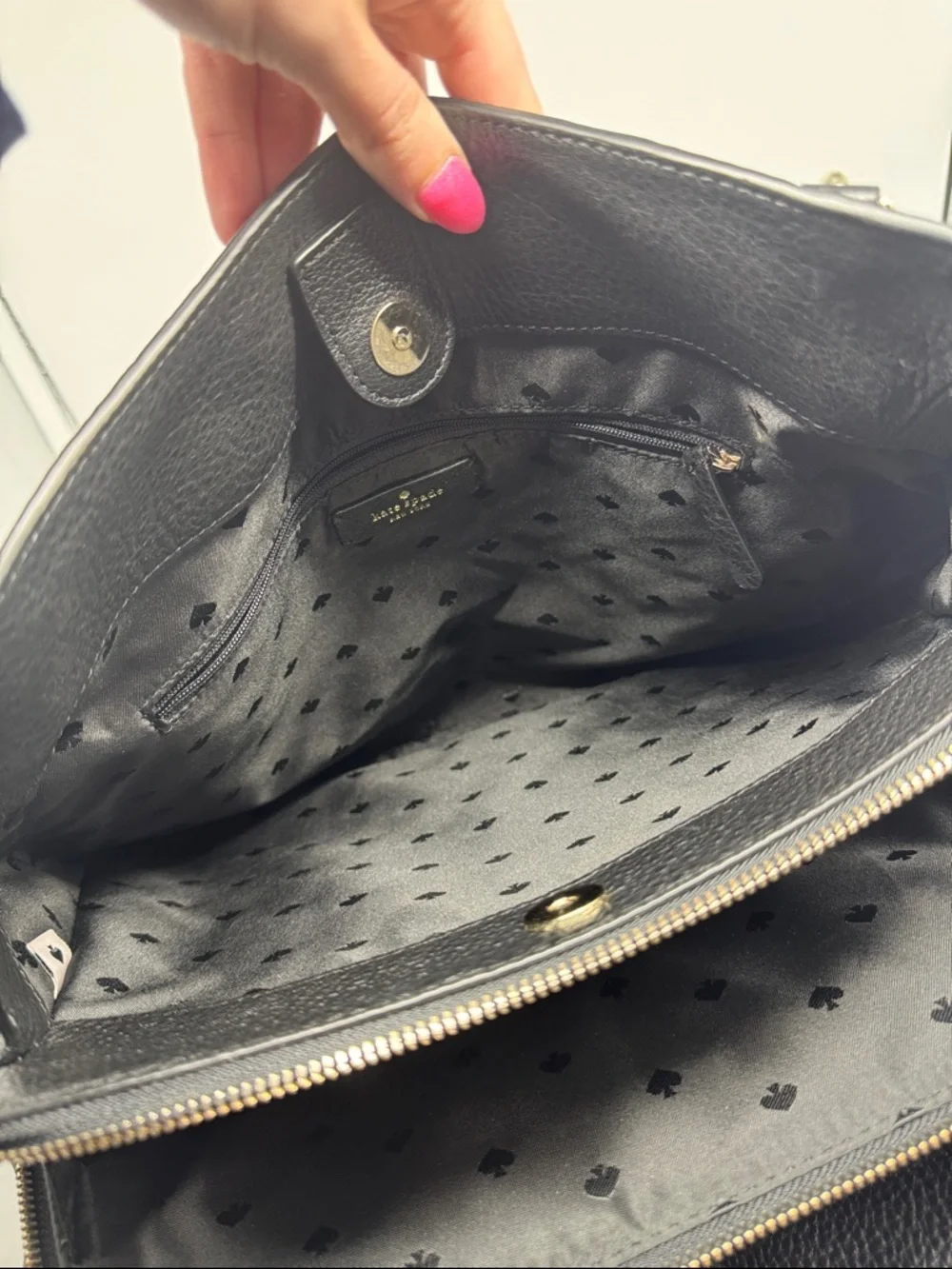 Kate Spade Jackson Medium‎ Triple Compartment Shoulder Bag Black Leather